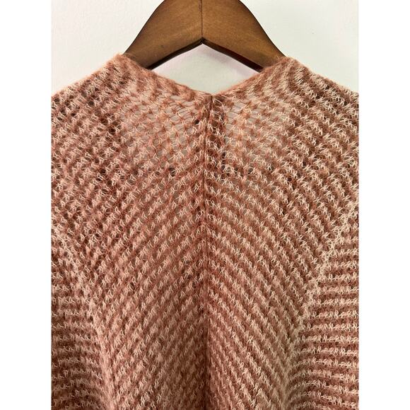 Vince Camuto Women's Cape Sweater Fringe Trim Open Poncho One Size Tan Pockets - Picture 4 of 8